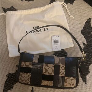 Coach Patchwork Signature Shoulder Bag in Brown & Black